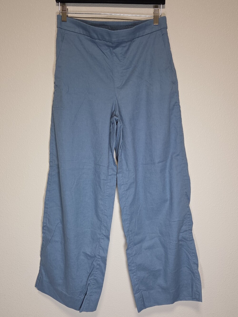Banana Republic Factory Wide-leg High-rise Linen Blend Blue Pants Sp26
